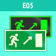 Знак E05 «Направление к эвакуационному выходу направо вверх» (фотолюм. пленка, 300х150 мм)